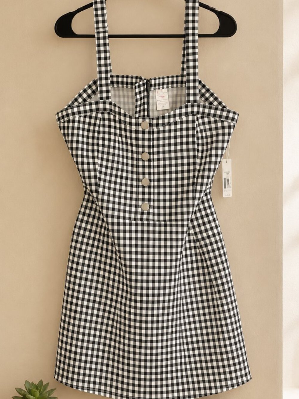 NWT No Boundaries Black White Gingham Snap Front Sheath Sundress XXL (19)